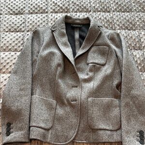 Banana Republic Gray Blazer Wool-Blend Structured